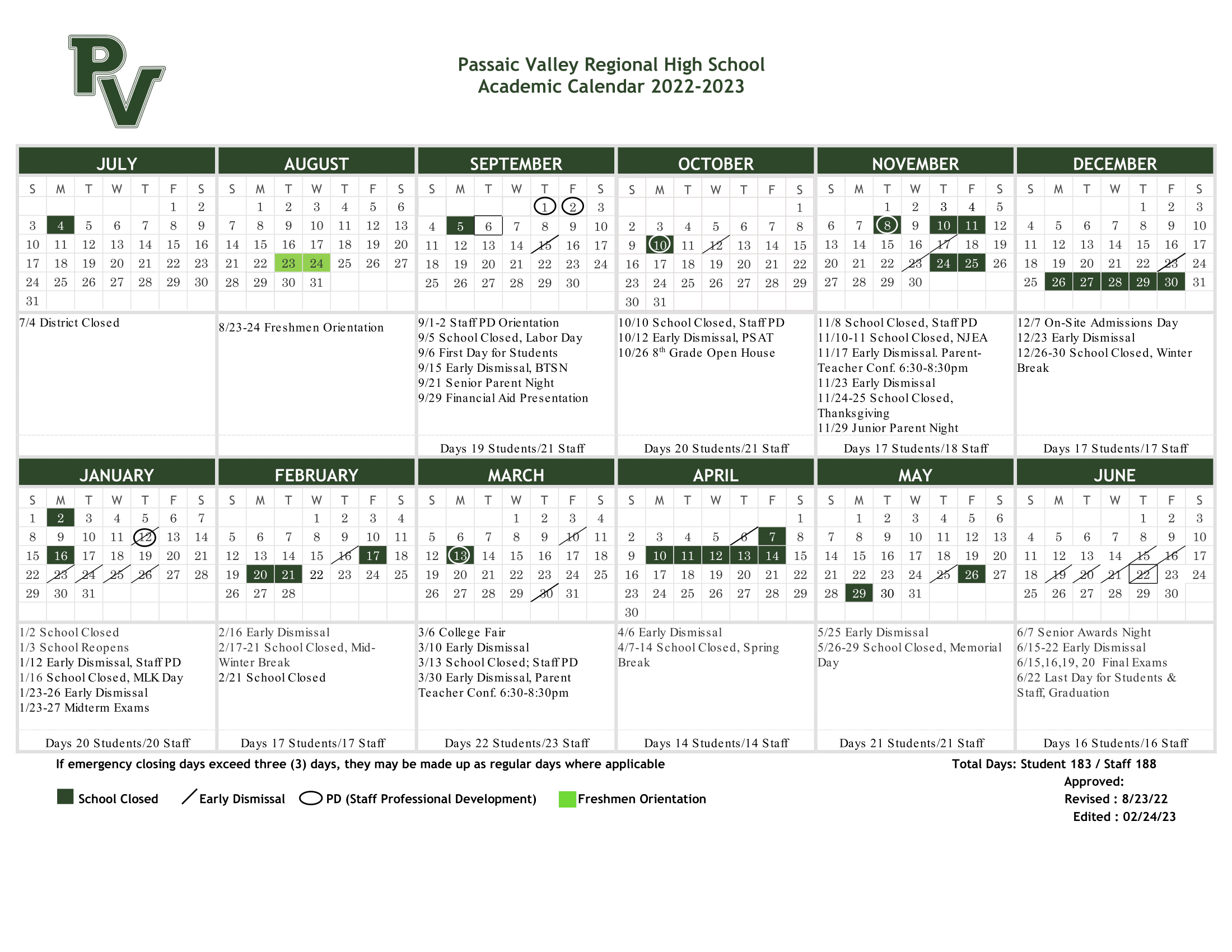Passaic Schools Calendar Printable Template Calendar